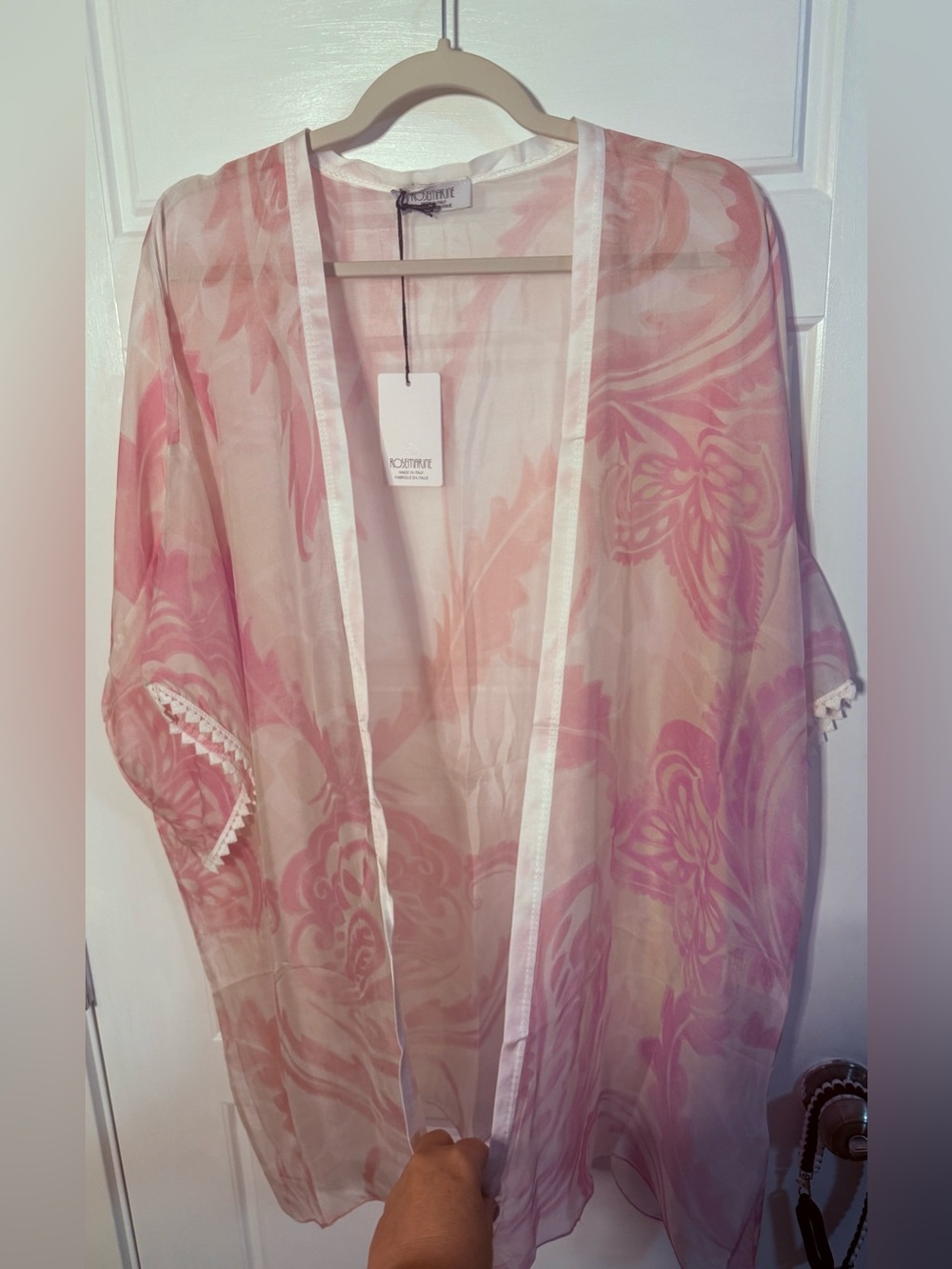 Silk Rosemarine made in Italy  Pink Floral Kimono so stunning!! NWT